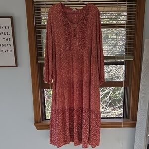 Fat Face Long Sleeve Red Dress